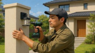 泉佐野市の戸建て外構に施工された門柱のイメージ