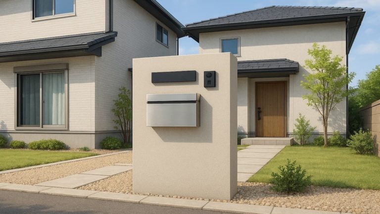 出雲市の戸建て外構に施工された門柱のイメージ