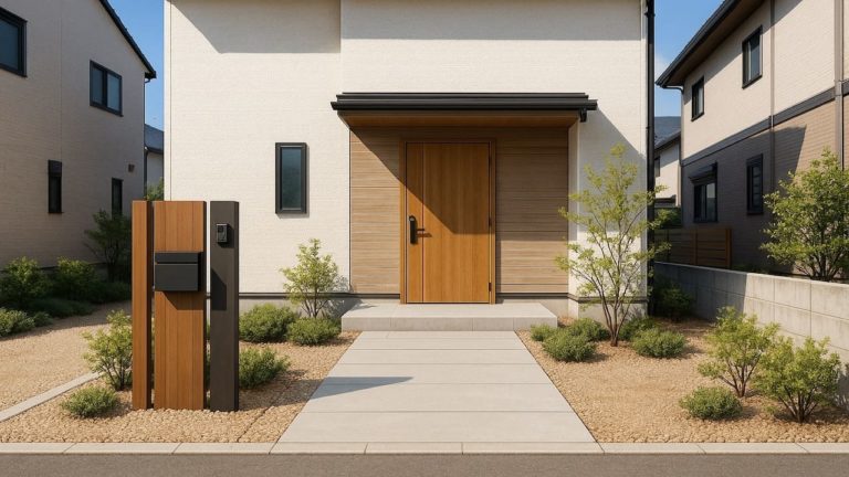 上越市の戸建て外構に施工された玄関アプローチのイメージ