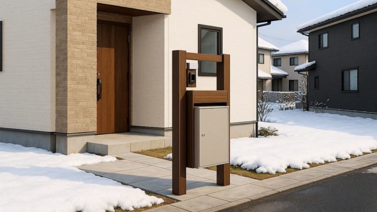 上越市の戸建て外構に施工された宅配ボックスのイメージ