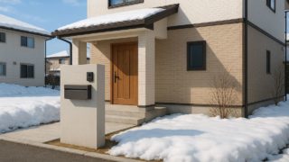 上越市の戸建て外構に施工された門柱のイメージ