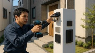 【門真市】門柱の見積もり相場|安くても安心な施工を選ぶコツ 門真市の戸建て外構に施工された門柱のイメージ