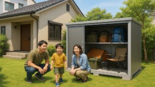 香川県の住宅に施工された屋外用物置イメージ