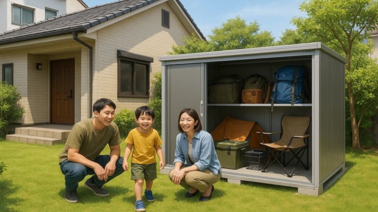 香川県の住宅に施工された屋外用物置イメージ