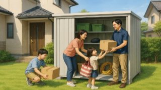 【鹿児島県】安い×おしゃれ物置工事|失敗しない依頼ポイント 鹿児島県の住宅に施工された屋外用物置イメージ