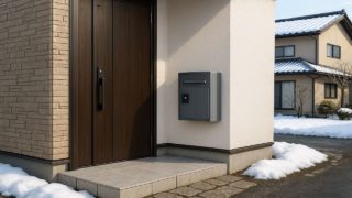 【甲斐市】宅配ボックスの予算ライン|引っ越し後に感じた効果 甲斐市の戸建て外構に施工された宅配ボックスのイメージ