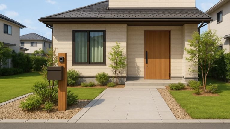 各務原市の戸建て外構に施工された玄関アプローチのイメージ