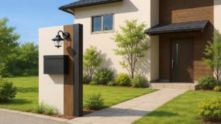 各務原市の戸建て外構に施工された門柱のイメージ