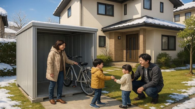 各務原市の住宅に施工された屋外用物置イメージ