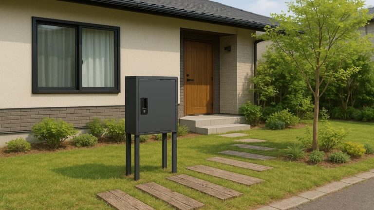 掛川市の戸建て外構に施工された宅配ボックスのイメージ