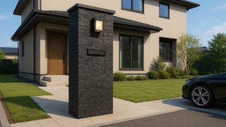 【掛川市】門柱の費用相場|暮らしを快適に変えるデザイン術 掛川市の戸建て外構に施工された門柱のイメージ