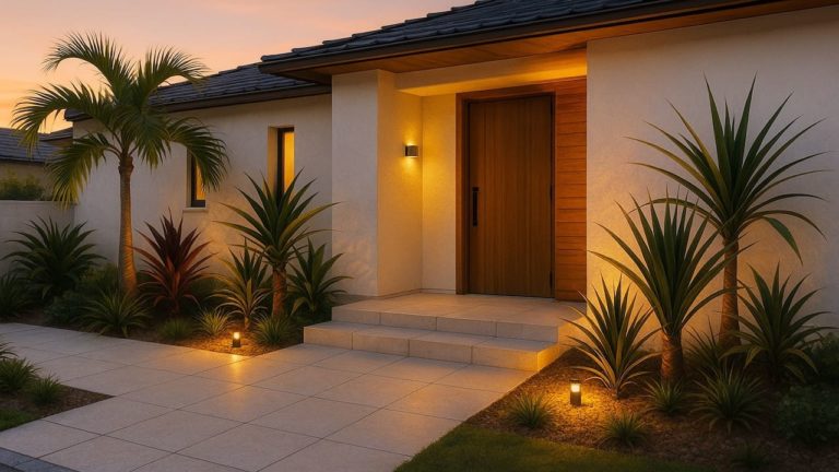 鎌倉市の戸建て外構に施工された玄関アプローチのイメージ