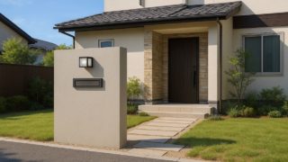 【鎌倉市】門柱の見積もり費用|リアルな声から学ぶ注意点 鎌倉市の戸建て外構に施工された門柱のイメージ