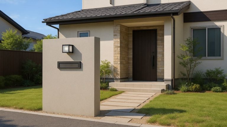 鎌倉市の戸建て外構に施工された門柱のイメージ