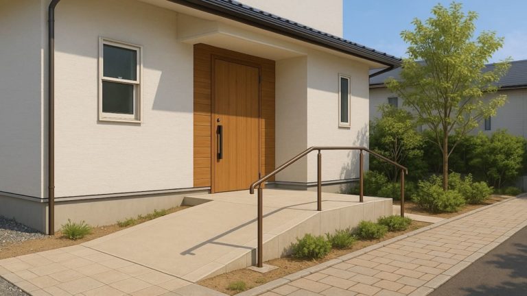 亀岡市の戸建て外構に施工された玄関アプローチのイメージ