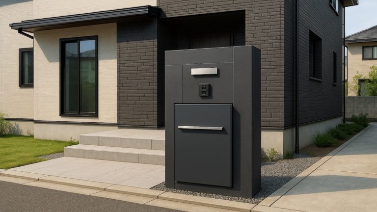 亀岡市の戸建て外構に施工された宅配ボックスのイメージ