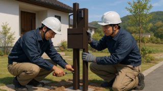 亀岡市の戸建て外構に施工された門柱のイメージ