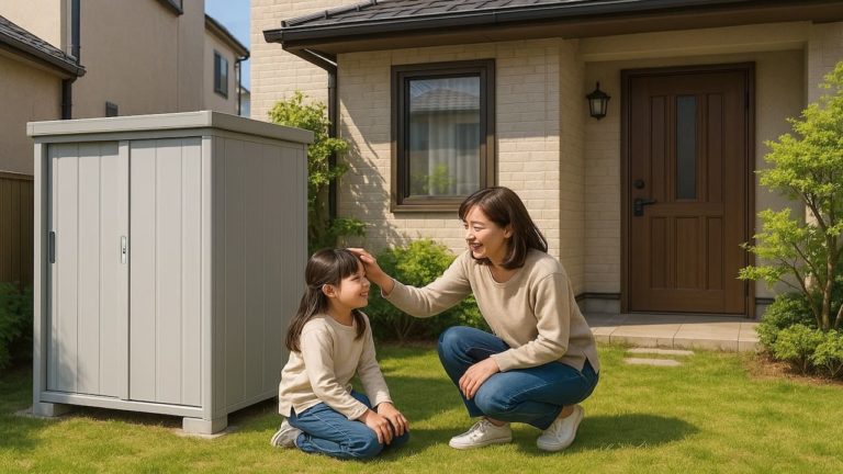 亀岡市の住宅に施工された屋外用物置イメージ