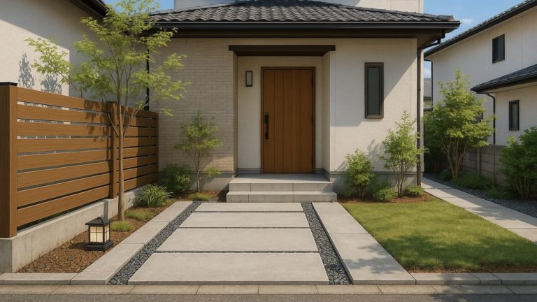 神奈川県の戸建て外構に施工された玄関アプローチのイメージ