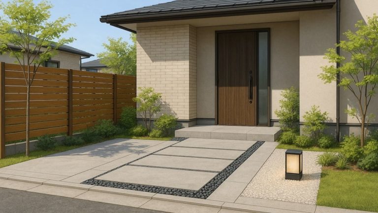 関西地方の戸建て外構に施工された玄関アプローチのイメージ