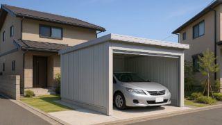 【関西地方】車庫ガレージの費用を安くする|長持ちメンテの習慣 関西地方の住宅に施工された車庫ガレージのイメージ