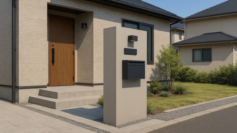 関西地方の戸建て外構に施工された門柱のイメージ