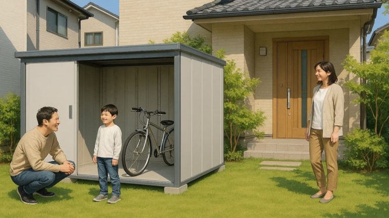 関西地方の住宅に施工された屋外用物置イメージ