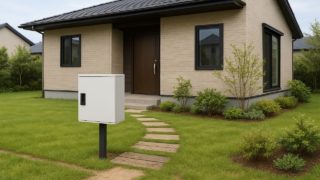 唐津市の戸建て外構に施工された宅配ボックスのイメージ