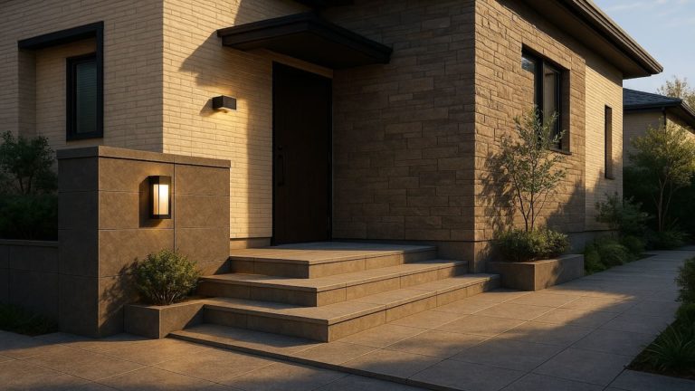 刈谷市の戸建て外構に施工された玄関アプローチのイメージ