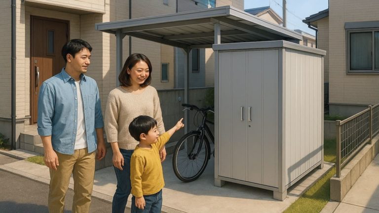 刈谷市の住宅に施工された屋外用物置イメージ