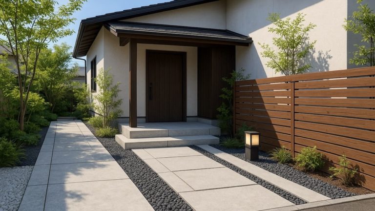 橿原市の戸建て外構に施工された玄関アプローチのイメージ