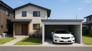 橿原市の住宅に施工された車庫ガレージのイメージ