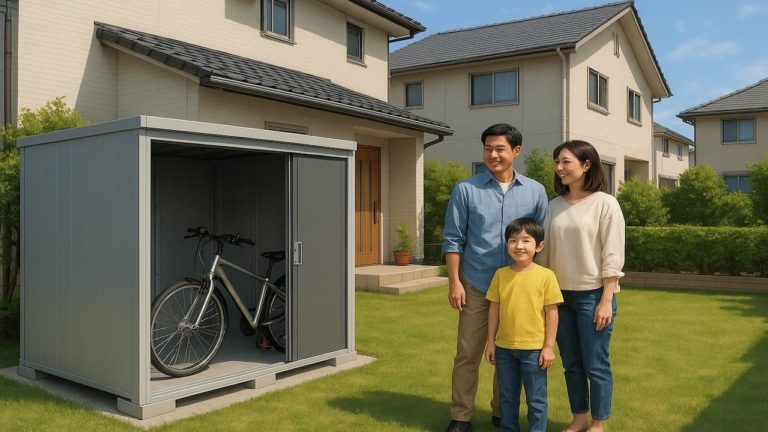 橿原市の住宅に施工された屋外用物置イメージ