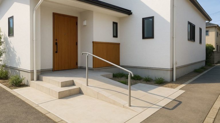 柏市の戸建て外構に施工された玄関アプローチのイメージ