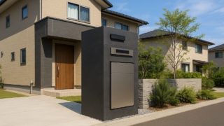【柏市】宅配ボックスの価格目安|家事時短・再配達ゼロの理由 柏市の戸建て外構に施工された宅配ボックスのイメージ