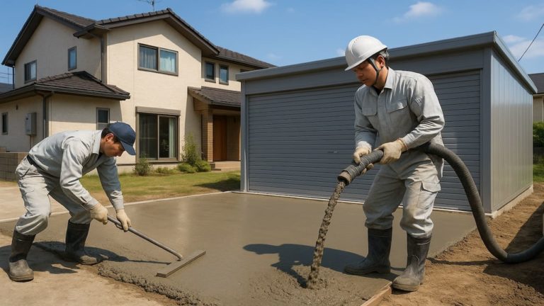柏市の住宅に施工された車庫ガレージのイメージ