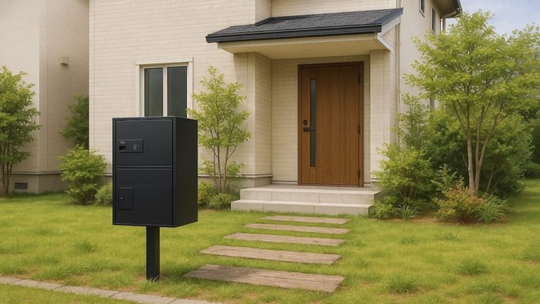 春日井市の戸建て外構に施工された宅配ボックスのイメージ