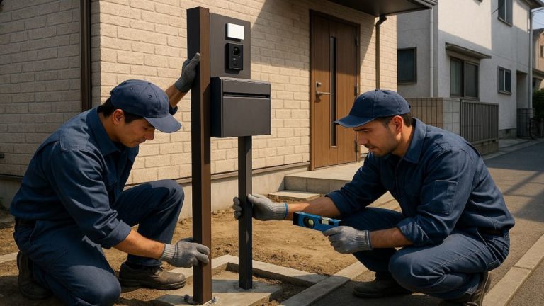 葛飾区の戸建て外構に施工された門柱のイメージ