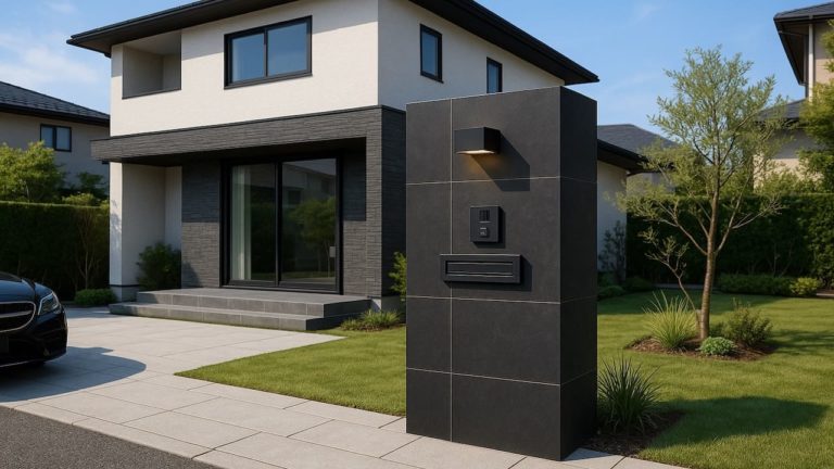 川越市の戸建て外構に施工された門柱のイメージ