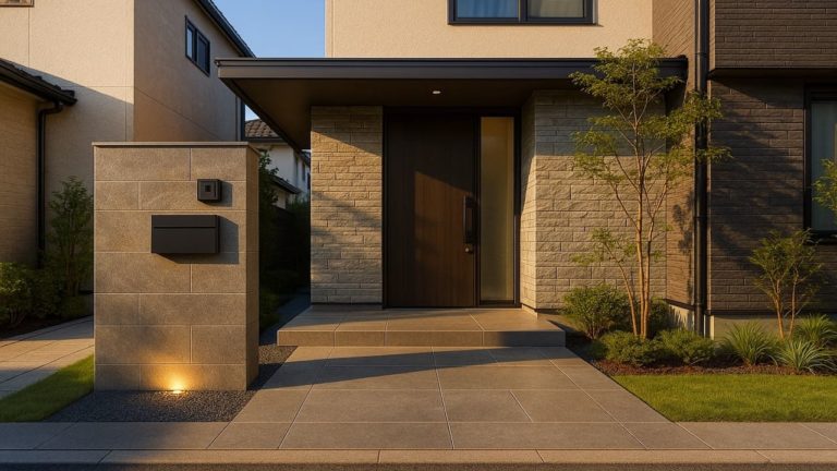 川口市の戸建て外構に施工された玄関アプローチのイメージ