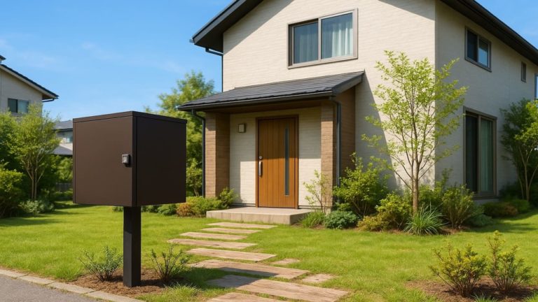 川口市の戸建て外構に施工された宅配ボックスのイメージ