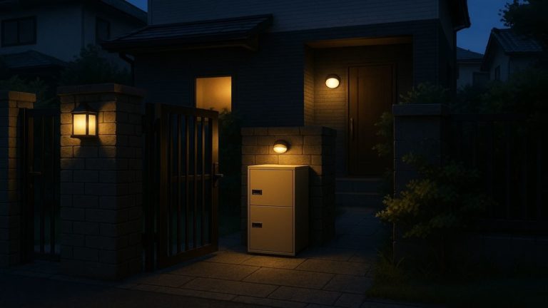 川西市の戸建て外構に施工された宅配ボックスのイメージ