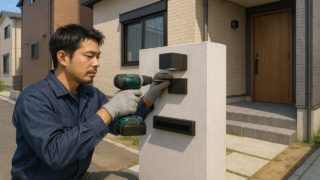 川崎市の戸建て外構に施工された門柱のイメージ