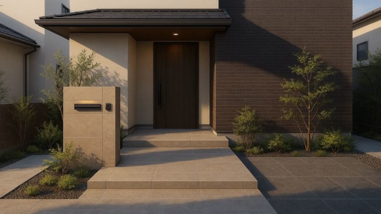 加須市の戸建て外構に施工された玄関アプローチのイメージ