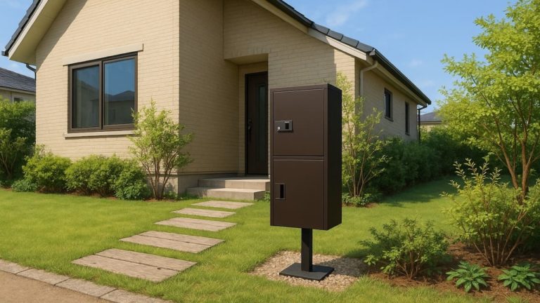 加須市の戸建て外構に施工された宅配ボックスのイメージ