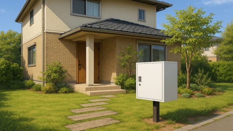 桐生市の戸建て外構に施工された宅配ボックスのイメージ