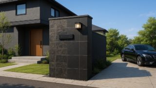 桐生市の戸建て外構に施工された門柱のイメージ