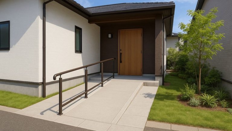 岸和田市の戸建て外構に施工された玄関アプローチのイメージ