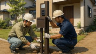 【岸和田市】門柱の費用相場|安く設置しても見た目はおしゃれ 岸和田市の戸建て外構に施工された門柱のイメージ