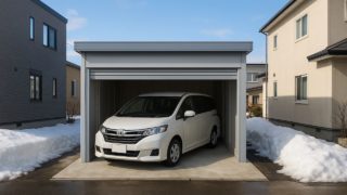 【北広島市】車庫ガレージの費用相場|コスパ重視で選ぶポイント 北広島市の住宅に施工された車庫ガレージのイメージ